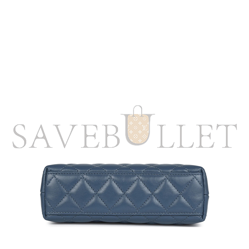 CHANEL KELLY SHOPPER BLUE SHINY AGED CALFSKIN BRUSHED GOLD HARDWARE AS4416 (19*13*7cm)
